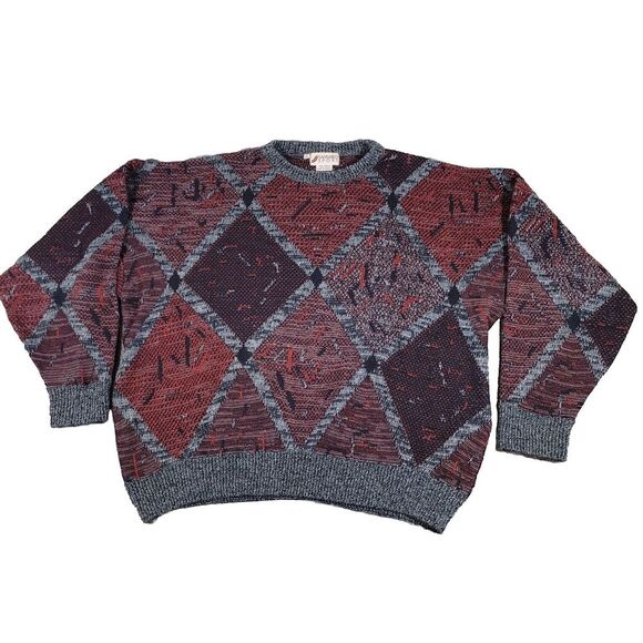 Vintage Sansabelt Sport Mens XL  Pullover Wool Blend Knit‎ Sweater Geometric - Picture 1 of 3